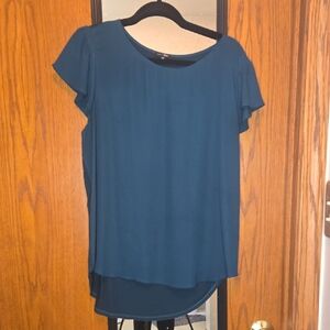 Papermoon Teal Blouse with Flutter Sleeves